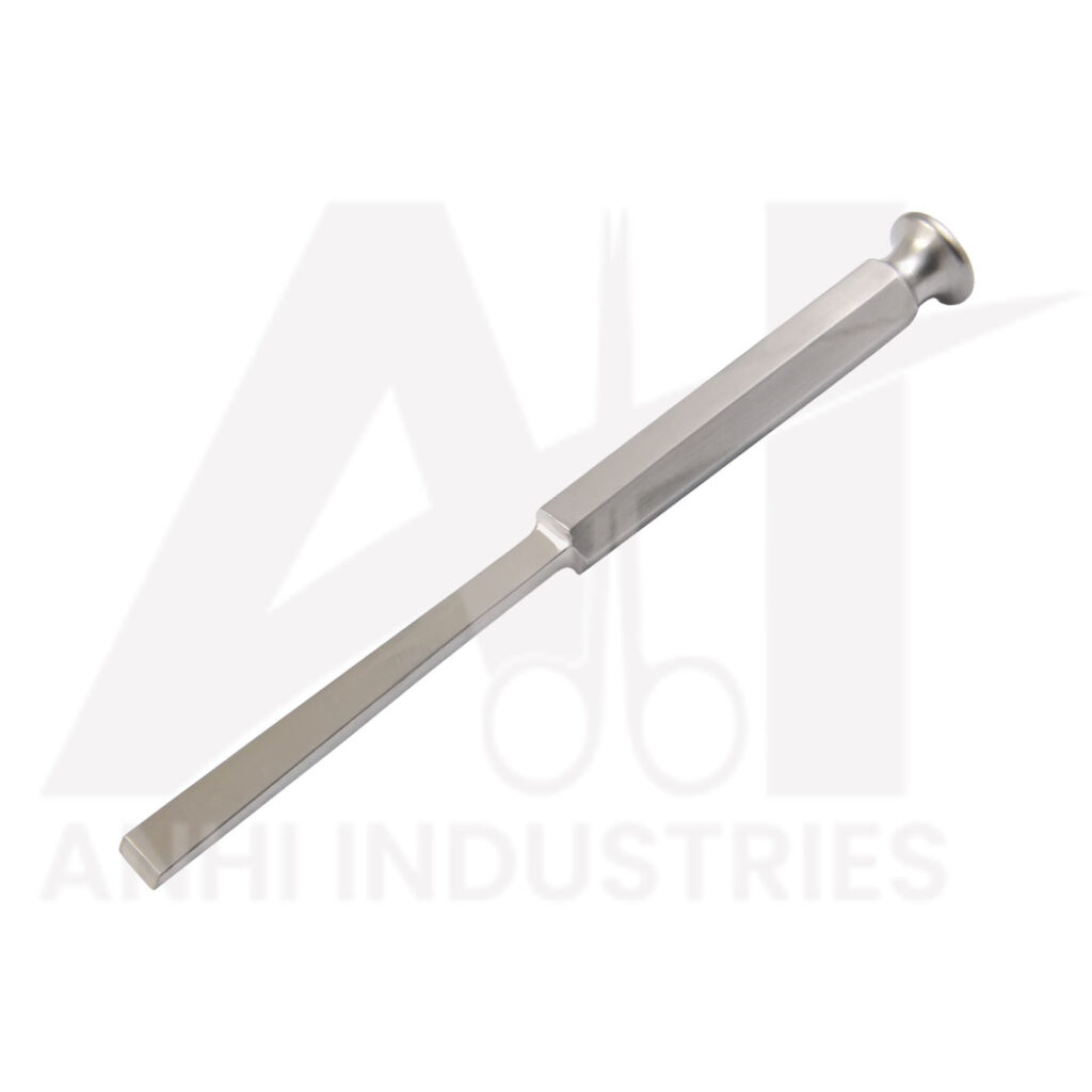 Bone Chisel Stille is used to chip the bone. Chisel's one side is beveled and other side is straight so therefore it is also known as monobelt or mono angled stille chisel.