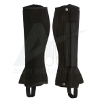 SYNTHETIC LEATHER HALF CHAP, BLACK PIPING HIDDEN ZIPPER (Assorted Colors & Sizes Available)  (AI-S-1101)
