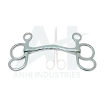 BUTTERFLY 2-RING 13cm CHEEK, CURVED GROOVED MOUTH WITH DOUBLE CURB CHAIN (Stainless Steel)  (AI-S-1113)