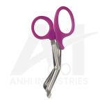 “Medical bandage scissors with serrated blade and plastic handle”